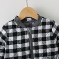 Kleinkind Junge Plaid Ohr Design Reißverschluss Mantel Schwarz und weiß image 3