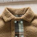 Toddler Boy Preppy style Plaid Splice Lapel Collar Fleece Coat Brown image 4
