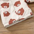 Baby Girl Fleece Hooded Spliced Allover Bear Print Button Front Long-sleeve Thermal Lined Coat Brown image 4