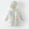 طفل فتاة العصرية تصميم جيب الليزر معطف مقنع أبيض image 1