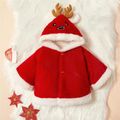 Toddler Girl/Boy Christmas Deer Antlers Design Fleece Hooded Coat Red image 1