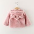 Baby Girl Pink Thermal Fuzzy 3D Ears Hooded Coat Pink image 2