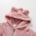 Baby Girl Pink Thermal Fuzzy 3D Ears Hooded Coat Pink image 3