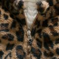Toddler Girl/Boy Playful Ear Design Leopard Print Fluffy Fleece Coat Brown image 4