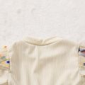 Baby Girl Allover Colorful Floral Embroidered Mesh Spliced Rib Knit Long-sleeve Dress Beige image 5