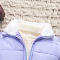 Toddler Girl Stand Collar Fleece Splice Ruffled Layered Padded Coat Blue image 2