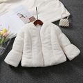 Toddler Girl Trendy White Thick Fluffy Faux Fur Coat White image 1