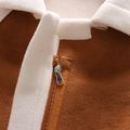 Toddler Girl/Boy Trendy Colorblock Fleece Lapel Collar Coat Brown image 5