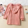 Toddler Girl Cable Knit Textured Pink Hooded Sweater Pink