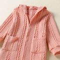 Toddler Girl Cable Knit Textured Pink Hooded Sweater Pink