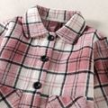 Toddler Girl Lapel Collar Plaid Single-Breasted Coat Pink