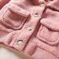 Toddler Girl 100% Cotton Lapel Collar Button Design Fuzzy Pink Jacket Coat Pink