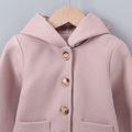 Toddler Girl Button Pocket Design Pink Hooded Coat Pink