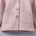 Toddler Girl Button Pocket Design Pink Hooded Coat Pink