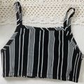 2pcs Toddler Girl Stripe Button Design Camisole and Belted Paperbag Shorts Set Black