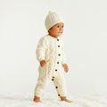 100% Cotton 2pcs Solid Knitted Long-sleeve Baby Set White