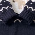 Baby Christmas Elk Knitted Jumpsuits Dark Blue