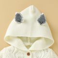 Solid Knitted Hooded Long-sleeve Baby Jumpsuit White image 2