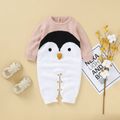 100% Cotton 3D Penguin Beak Knitted Long-sleeve Baby Jumpsuit Light Pink image 1