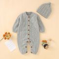 100% Cotton 2pcs Solid Knitted Long-sleeve Baby Set Grey image 1