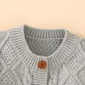 100% Cotton 2pcs Solid Knitted Long-sleeve Baby Set Grey image 3