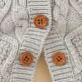 100% Cotton 2pcs Solid Knitted Long-sleeve Baby Set Grey image 4