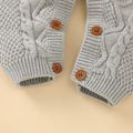 100% Cotton 2pcs Solid Knitted Long-sleeve Baby Set Grey image 5