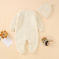 100% Cotton 2pcs Solid Knitted Long-sleeve Baby Set White