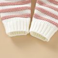 Stripe Print 3D Ear Hoodie Long-sleeve Knitted Baby Jumpsuit Pink