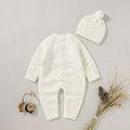 2pcs Solid Knitted Long-sleeve Baby Set White