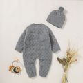 2pcs Solid Knitted Long-sleeve Baby Set Grey image 2