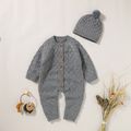 2pcs Solid Knitted Long-sleeve Baby Set Grey image 1