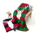 100% Cotton Christmas Elk Infant Stripe Knit Blanket Autumn Winter Baby Quilt Hold Blanket Green