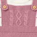 Baby Striped Long-sleeve Splicing Knitted Jumpsuit Pink image 4