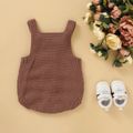 Baby Boy/Girl Solid Knitted Sleeveless Tank Top Button Romper Coffee image 4