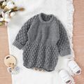 Baby Boy/Girl Solid Cable Knit Long-sleeve Romper Grey