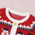 Christmas 2pcs Baby Boy/Girl Santa Claus Pattern Long-sleeve Knitted Jumpsuit Set Red