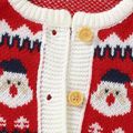 Christmas 2pcs Baby Boy/Girl Santa Claus Pattern Long-sleeve Knitted Jumpsuit Set Red