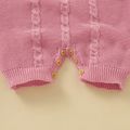 Baby Boy/Girl Solid Cable Knit Spaghetti Strap Romper Pink