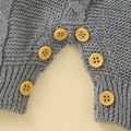 Baby Boy/Girl Solid Cable Knit Spaghetti Strap Romper Grey image 5