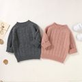 Baby Boy/Girl Solid Round Neck  Long-sleeve Knitted Pullover Sweater Pink
