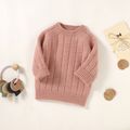 Baby Boy/Girl Solid Round Neck  Long-sleeve Knitted Pullover Sweater Pink image 1
