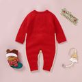 Christmas Baby Boy/Girl Deer Graphic 3D Nose Detail Long-sleeve Knitted Jumpsuit Red image 4