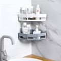 Punch-Free Corner Shelf Toilet Wash Rack Bathroom Seamless Wall-Mounted Tripod Storage Rack Shower Organizer Shampoo Organizer White