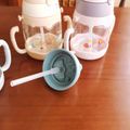 450ML Straw Water Cup Water Bottle with Scale Cartoon Portable Straw Water Bottle Sippy Cup with Lanyard (Random Graphic) Light Green image 3
