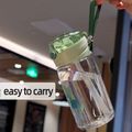 520ML Straw Water Cup Large-capacity Water Bottle with Scale Plastic Adult Sports Bottle Outdoor Portable Cup Light Green
