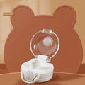 600ML Kids Cartoon Cute Bear Print Water Bottle with Leak Proof Flip Top Lid Outdoor Portable Cup for Girls and Boys White