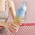 1000ML Sports Water Bottle with Time Marker Gradient Color Large Capacity Portable Inspirational Drinking Water Bottle Pink
