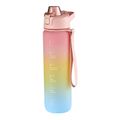 1000ML Sports Water Bottle with Time Marker Gradient Color Large Capacity Portable Inspirational Drinking Water Bottle Pink