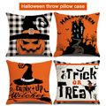 Halloween Throw Pillow Cover Pumpkin Print Linen Cushion Cover Sofa Pillow Cover Ginger image 2